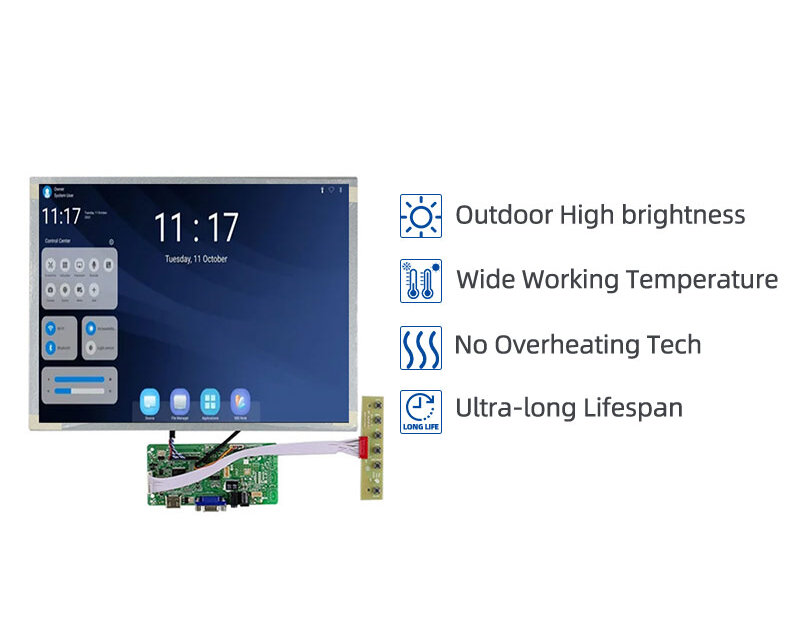 15 Inch High Brightness Display 1000nits 1024x768 LVDS Wide Temperature ...