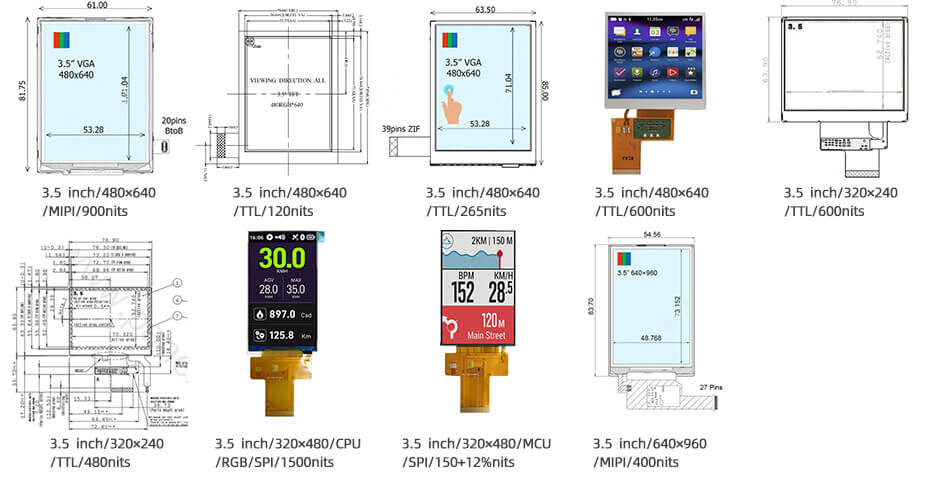 3.5 Inch Transflective Display 240x320 Parallel RGB Wide Temperature ...