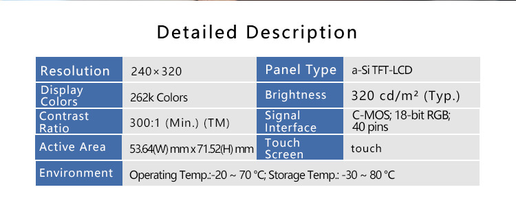 TX09D30VM1CCA 3.5 Inch 240x320 LCD Display CMOS Interface LCD Screen With 4-wire Resistive Touch For Handheld PDA