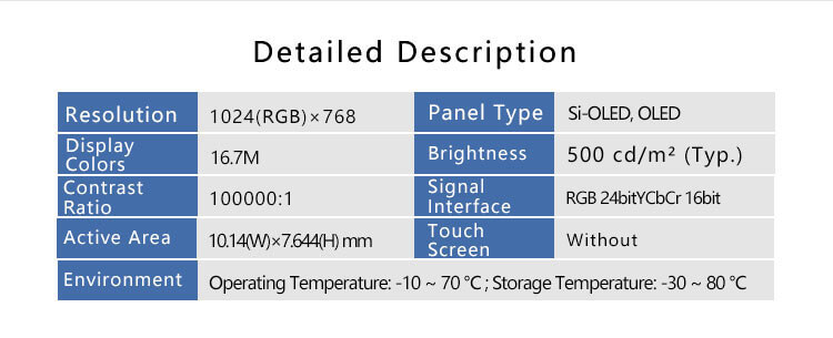 ECX334A Sony 0.39 Inch 1024x768 OLED Display TTL Interface Amoled For ...