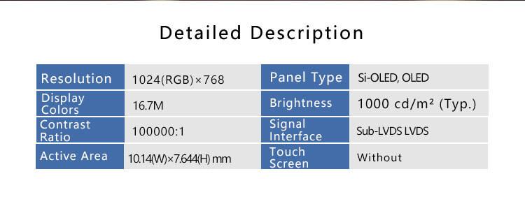 ECX334C-0.39inch-1024(RGB)×768-Sub-LVDS-LCD