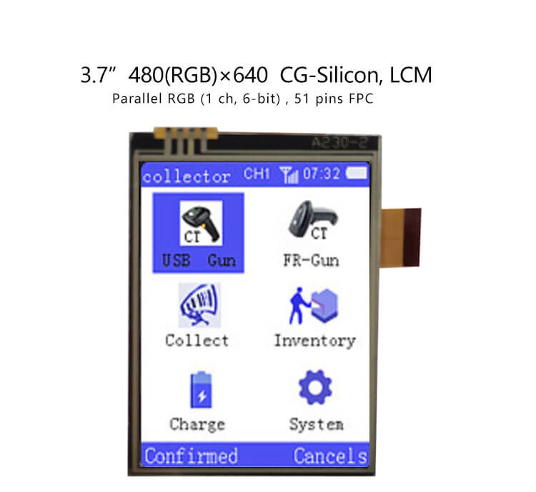 LS037V7DW01 Sharp 3.7 Inch 480x640 LCD Panel With Parallel RGB (1 ch, 6-bit) For Handheld PDA