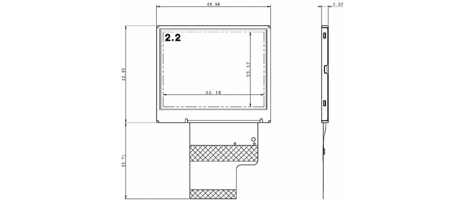 COM22H2M74DLC Ortustech 2.2 Inch Transflective Display 320x240 Parallel RGB TFT LCD Display