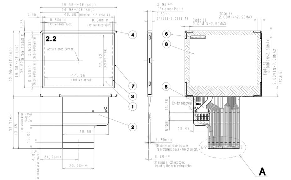 COM22T2M59XLC Ortustech 2.2 Inch TFT LCD Display 320x240 Parallel RGB High Brightness LCD Display