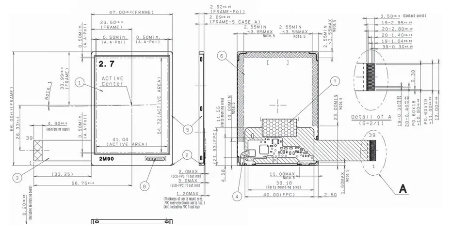 COM27H2P23XLC 2.7 Inch Transflective Display 240×320 Parallel RGB TFT LCD Display