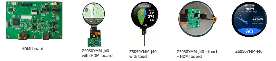 ZS050YMM-J40 5 Inch Circular Display 1080x1080 MIPI Round LCD Display with Touch & HDMI Driver Board