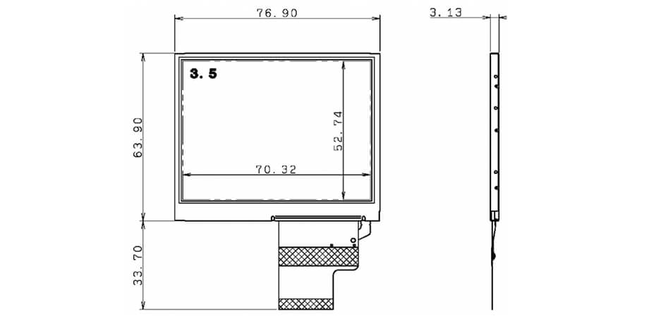 COM35T3831GTC Ortustech 3.5 Inch Blanview Display 320x240 Parallel RGB TFT LCD Display With 4-wire Resistive Touch