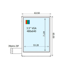 COM35H3P39ULC Ortustech 3.5 Inch Transflective Display 480×640 Parallel RGB TFT LCD Display. 