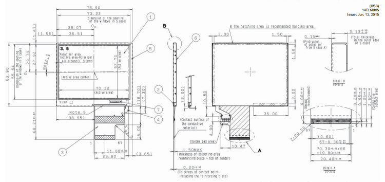COM35T3N94XLC Ortustech 3.5 Inch Blanview Display 320×240 Parallel RGB TFT LCD Display