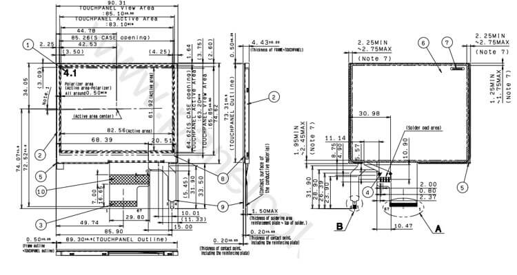 COM41T4150GTC Ortustech 4.1 Inch Blanview Display 320×240 Parallel RGB TFT LCD Display With 4-wire Resistive Touch