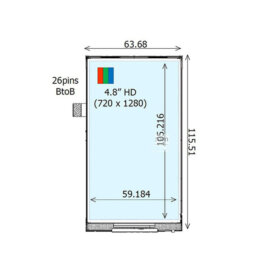 COM48H4N15ULC Ortustech 4.8 Inch Transflective Display 720×1280 MIPI Sunlight Readable TFT LCD Display. 