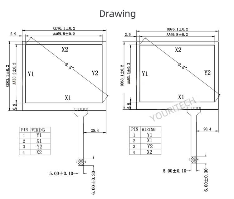 Factory OEM ODM 3.5 Inch Four-wire Resistive Touch External Screen ...