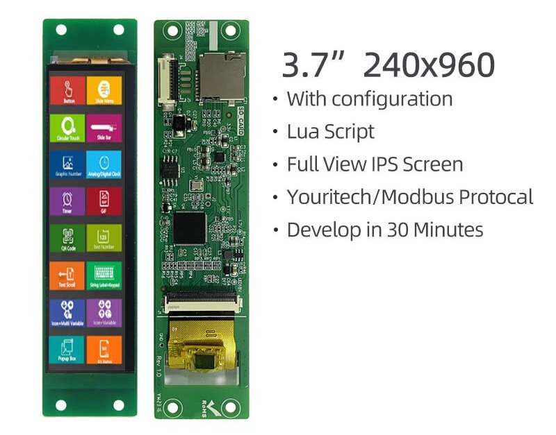Script R 3 Inch Image 3.7 Inch Serial Screen 240x960 IPS Full-Viewing Strip Configuration ...
