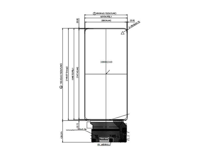 6.4 Inch OLCD Display 1080x2340 MIPI IPS AMOLED Display With Capacitive ...