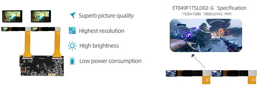 0.49 Inch Micro OLED Display 1920×1080 MIPI 1800nits High Brightness OLED Display With Driver Board For EVF AR Red Dot Sight Display Solutions