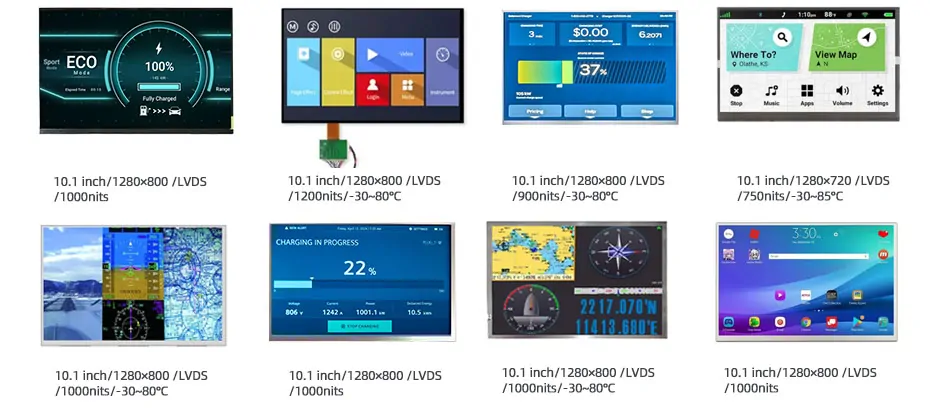 G101EVN03.1 10.1 Inch TFT LCD Display 1280×800 High Brightness 1000nits LVDS LCD Display For EV Charger