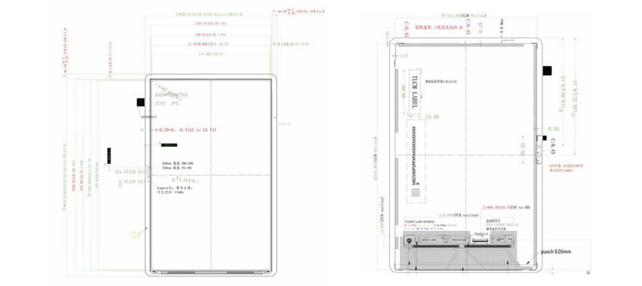 TE110QDM-LL0 11 Inch TFT LCD Display 1600×2560 High Brightness 500nits MIPI LCD Display With In-Cell Touch