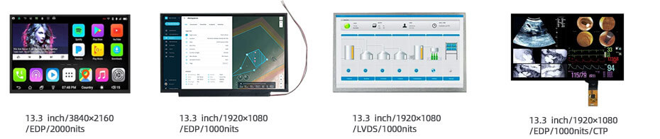 13.3 Inch TFT LCD Display 1920×1080 eDP High Brightness 1600nits LCD Display For Drone