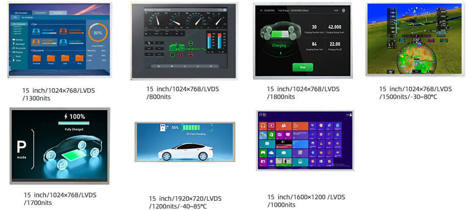 G150XJE-LM1 15 Inch TFT LCD Display 1024×768 High Brightness 1800nits LVDS Wide Temperature LCD Display For EV Charger