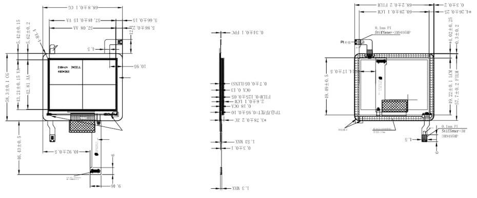 2.8 Inch TFT LCD Display 480×360 MIPI LCD Display With In-Cell Touch