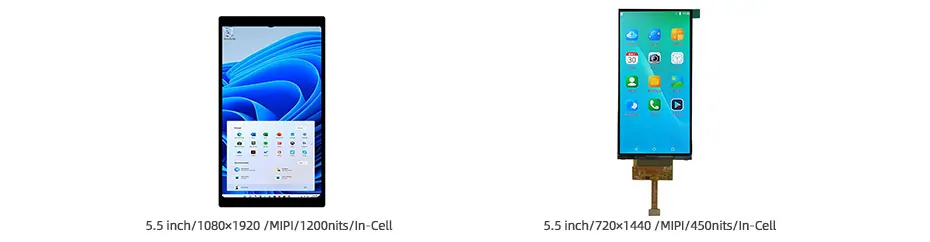5.5 Inch TFT LCD Display 1080×1920 MIPI High Brightness 1200nits LCD Display With In-Cell Touch