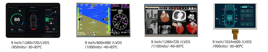 DD090IA-05A 9 Inch TFT LCD Display 1280×720 High Brightness LVDS Wide Temperature -30~85°C LCD Display For EV Charger