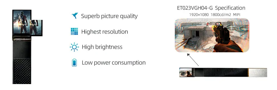 0.23 Inch Micro OLED Display 640×400 MIPI High Brightness 5000nits OLED Display For EVF AR Red Dot Sight Display Solutions