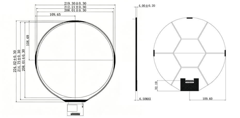 GV082YM0-E40 8.2 Inch TFT LCD Display 1080×1080 MIPI High Brightness LCD Display With In-Cell Touch
