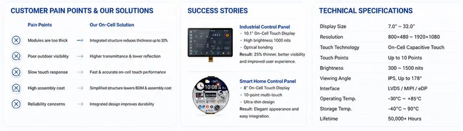 Youritech On-Cell Touch Display Customer Pain Points & Our Solutions