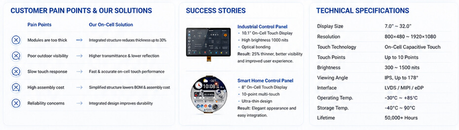 Youritech On-Cell Touch Display Customer Pain Points & Our Solutions