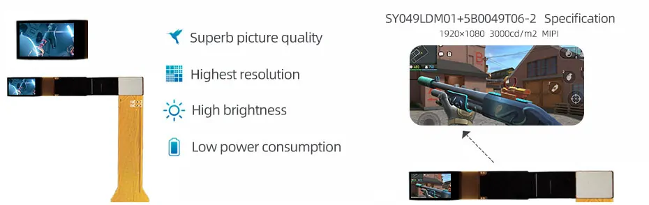 SY049LDM01+5B0049T06-2 0.49 Inch Micro OLED Display 1920×1080 MIPI 3000nits High Brightness OLED Display With Type-C Driver Board For EVF AR Red Dot Sight Display Solutions