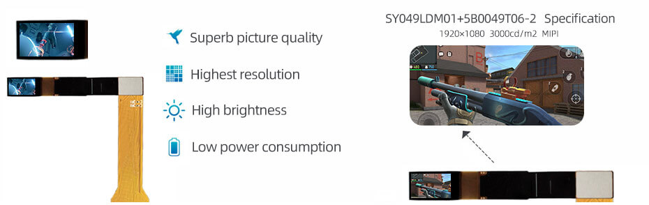 SY049LDM01+5B0049T06-2 0.49 Inch Micro OLED Display 1920×1080 MIPI 3000nits High Brightness OLED Display With Type-C Driver Board For EVF AR Red Dot Sight Display Solutions