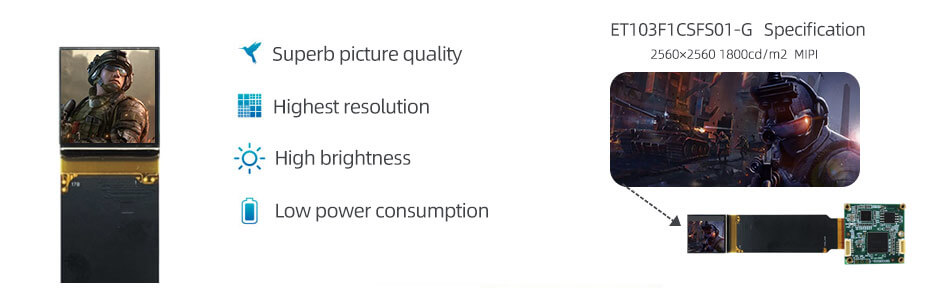 1.03 Inch Micro OLED Display 2560×2560 MIPI 1800nits High Brightness OLED Display With Driver Board For EVF AR Red Dot Sight Display Solutions