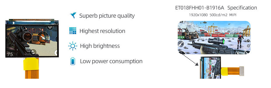 1.8 Inch LCD Display 1920×1080 MIPI High Brightness LCD Display With Driver Board For EVF AR Red Dot Sight Display Solutions