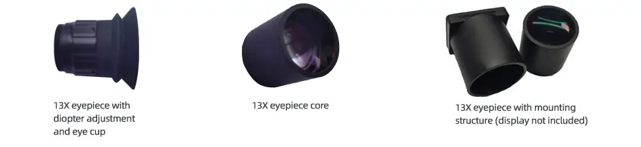 13X Adjustable Diopter Magnifying Eyepiece for 0.6–0.7 Inch Micro Displays High Definition Optical Lens Module