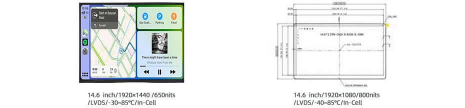 14.6 Inch TFT LCD Display 1920×1440 LVDS High Brightness Wide Temperature LCD Display With In-Cell Touch