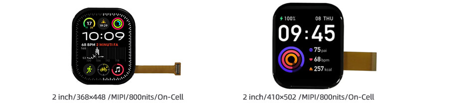 2 Inch AMOLED Display 368×448 MIPI High Brightness 800nits OLED Display With On-Cell Touch