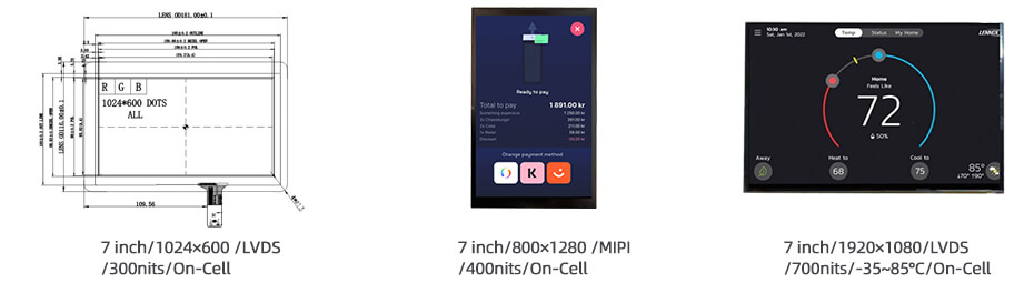 7 Inch AMOLED Display 1024×600 LVDS OLED Display With On-Cell Touch