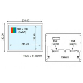 COM104T9M12ESS Ortustech 10.4 Inch Blanview Display High Brightness 800×600 LVDS Wide Temperature TFT LCD Display. 