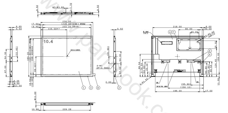 COM104T9M12ESS Ortustech 10.4 Inch Blanview Display High Brightness 800×600 LVDS Wide Temperature TFT LCD Display