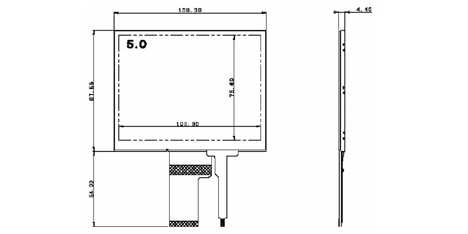 COM50T5124XTC Ortustech 5 Inch Blanview Display 320×240 Parallel RGB TFT LCD Display With 4-wire Resistive Touch