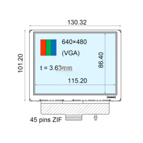 COM57H5138XLC Ortustech 5.7 Inch Transflective Display 640×480 Parallel RGB TFT LCD Display. 