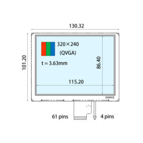 COM57H5140XLC Ortustech 5.7 Inch Blanview Display 320×240 Parallel RGB TFT LCD Display. 