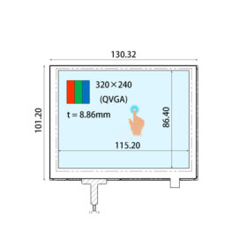 COM57H5M06XRC Ortustech 5.7 Inch Transflective Display 320×240 Parallel RGB TFT LCD Display With 4-wire Resistive Touch. 