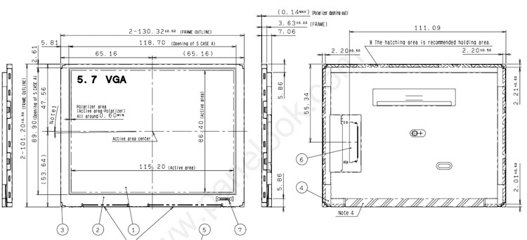 COM57H5M24KSC Ortustech 5.7 Inch Transflective Display 640×480 Parallel RGB TFT LCD Display