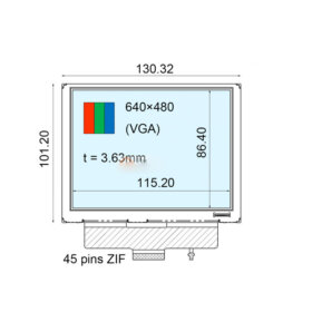 COM57H5M25KLC Ortustech 5.7 Inch Transflective Display 640×480 Parallel RGB TFT LCD Display. 