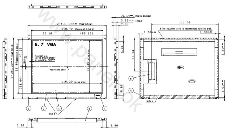 COM57T5132KSC Ortustech 5.7 Inch Blanview Display 640×480 Parallel RGB TFT LCD Display