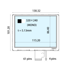 COM57T5M14GLC Ortustech 5.7 Inch Blanview Display 320×240 Parallel Data TFT LCD Display. 