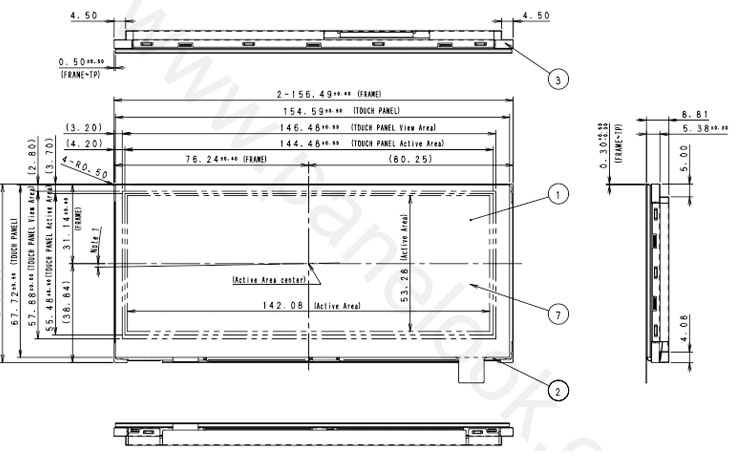 COM60H6M01DRC Ortustech 6 Inch Blanview Display 640×240 Parallel RGB TFT LCD Display With 4-wire Resistive Touch