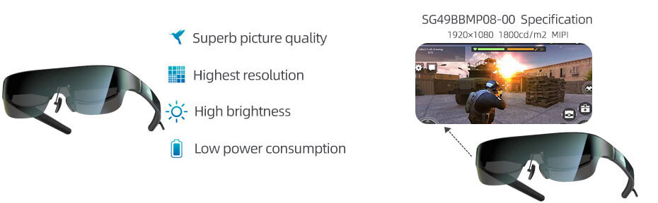 SG49BBMP08-00 0.49 Inch Micro OLED Display 1920×1080 High Brightness 1800nits 120-inch Virtual Display OLED Display With Driver Board Portable Wearable Display For Media Viewing